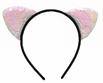 貓耳朵型5-亮片粉白髮箍
