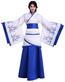 曲裾深衣(型1藍白)-古裝唐裝漢服女裝入塞漢代服裝民族曲裾深衣(藍白)